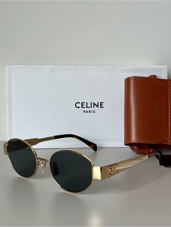 Celine Accessories - Celine Triomphe Metal 01 Sunglasses Green Lens Gold Frame